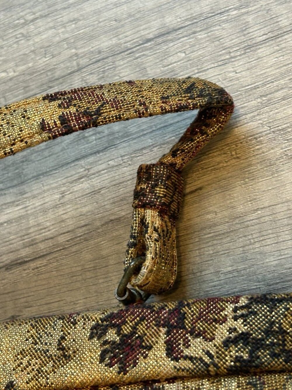 Vintage Crown Lewis Tapestry Purse Gold Floral Top Handle Bag Mid Century MCM - Picture 7 of 16
